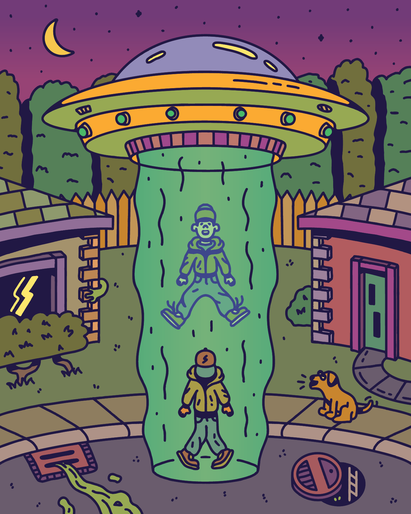 Need a Lift? abduction alien comic comic art comic illustration hand drawn ill illustration monoline retro sci fi ufo