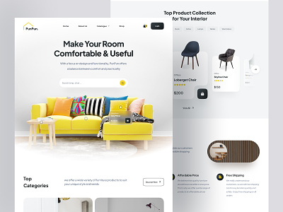 PunPun - Furniture Landing Page ecommerce ecommerce website furniture furniture store furniture web interior design interior web landing page minimalist room shop store web website website design