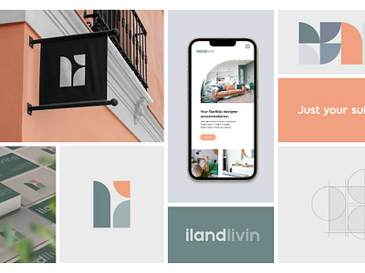 Iland livin. Brand design and UI for a short term accommodation branding logo ui