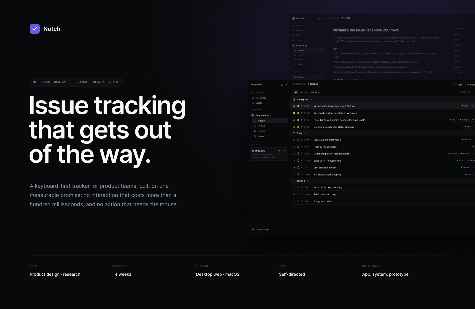 Notch - Issue Tracker asana dashboard graphic design issue tracker trello ui uiux uxdesign