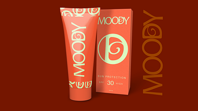 Moody Sun Cream Package Design box design branding cosmetic cosmetic product design design graphic design illustration logo packaging design tube design