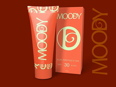 Moody Sun Cream Package Design box design branding cosmetic cosmetic product design design graphic design illustration logo packaging design tube design