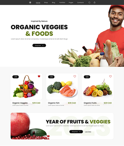 Freshoo Landing Page Design adobe xd design figma fruits healthy food landing page ui ui design user experience user interface ux ux design vegetables website design