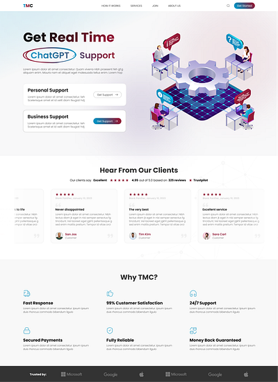 TMC Landing Page Design adobe xd ai artificial intelligence chatgpt chatgpt landing page design figma landing page ui ui design user experience user interface ux ux design website design