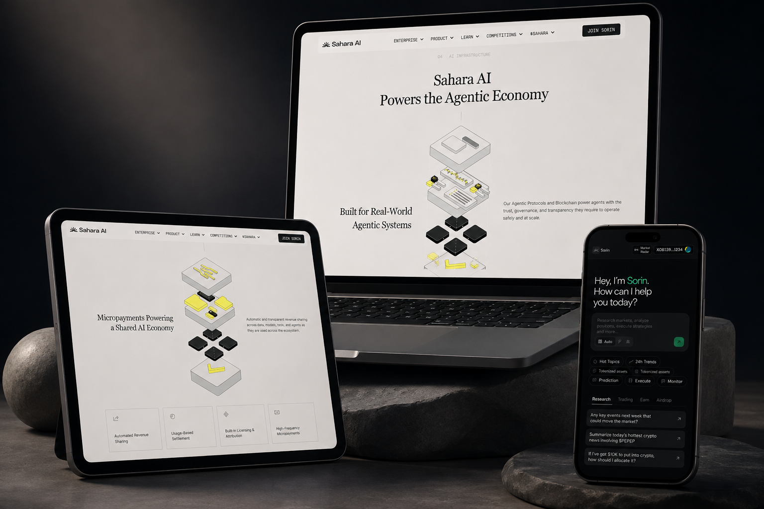Sahara AI (saharaai.com) branding mobile webdesign