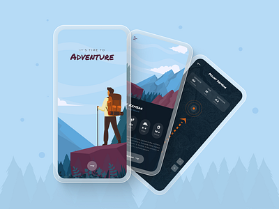 Hiking Adventure Tracking Mobile App Design adventure android app app design camping camping app design design destination hiking app ios tracking travel travel agency travel app trip ui ux vacation vacation app