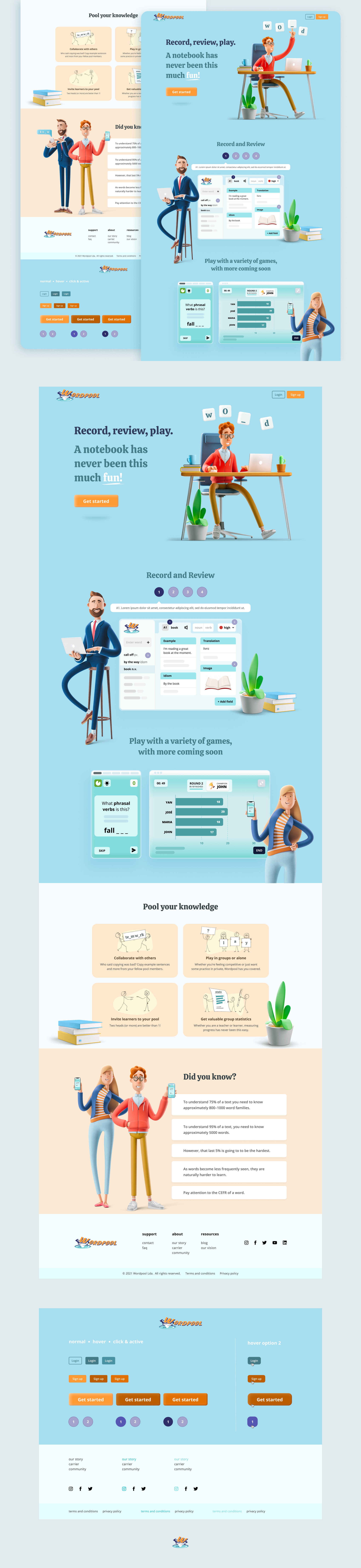 wordpool animation app branding figma graphic design landing page photoshop ui web website