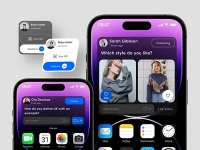 Ask and Answers App - IOS widget version answer answer app app ask ask app askfm dark ios mobile poll polling polling app question question app ui vote vote app voting app widget widgets
