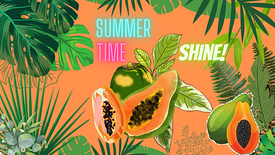 Papaya Summer beaches branding color design graphic design illustration leaves logo pallete papaya summer summer time typography ui ux vector