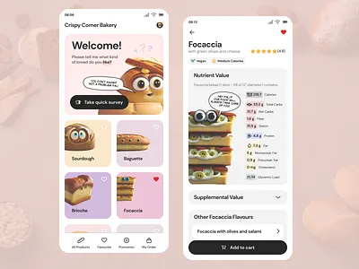 Crispy Corner Bakery app design bakery branding bread color scheme cozy design flat design graphic design homemade layout local ingredients mobile pastries responsive design style guide ui ui design user interface visual design