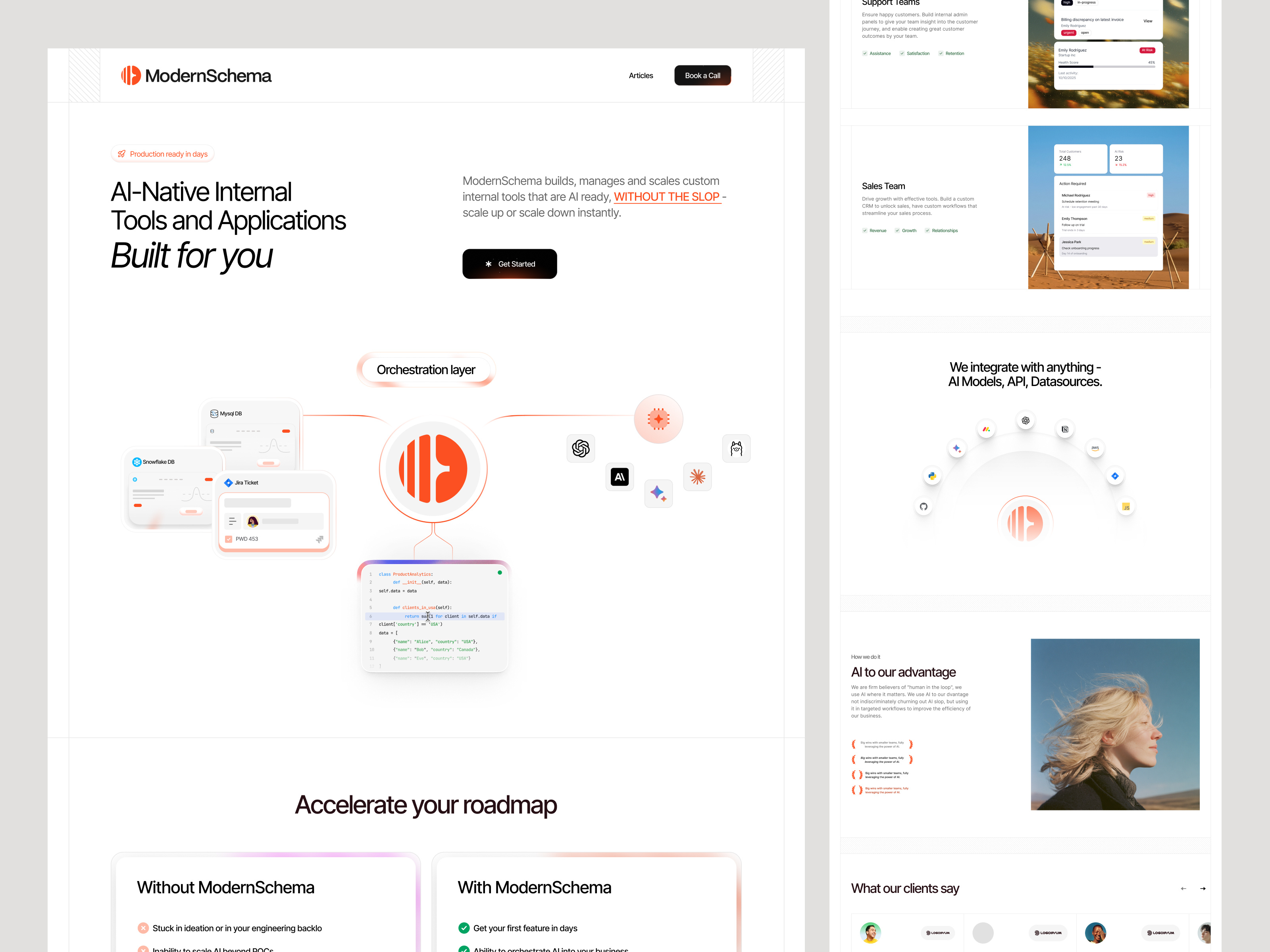 ModernSchema - Landing Page Redesign interface product service startup ui ux web