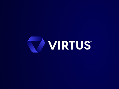 virtus Logo abstract brand branding cybersecurity design graphic design logo logomark modern security simple ui vector virtus