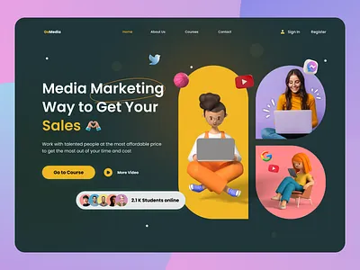 Online Course Landing Page 3d app courses e learning education landing learning learning page learning platform marketing media online online education platform sales social media study ui ux web