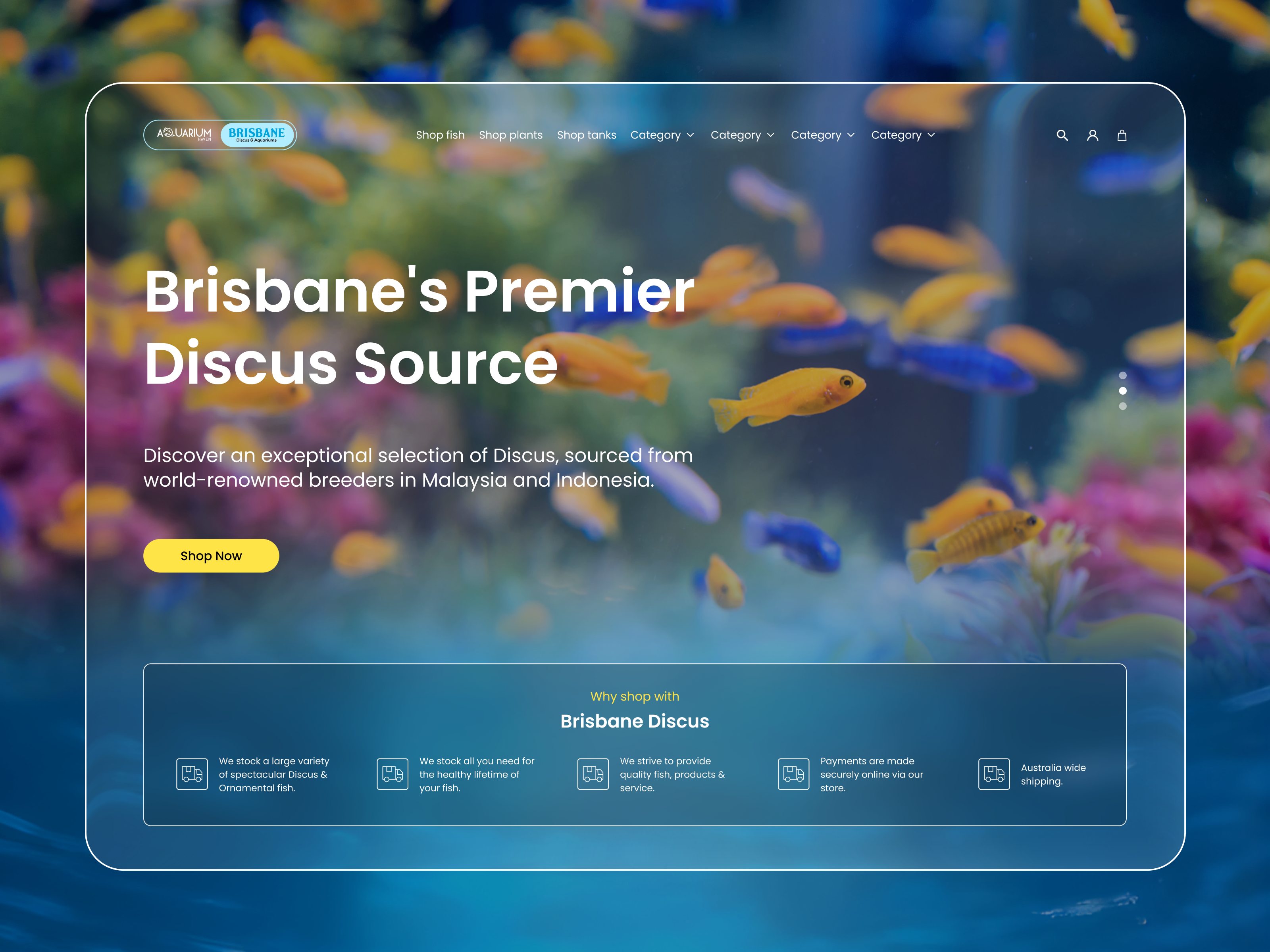 Premium Aquarium E-commerce Website aquarium ecommerce fish store landing page shopping website ui ui animation ui design web design