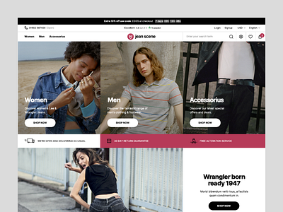 Jean Scene branding design home page uxui