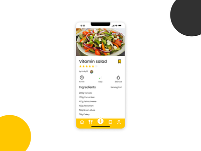 DailyUI #040 Recipe black cooking daily ui dailyui design mobile orange recipe salad social media ui white