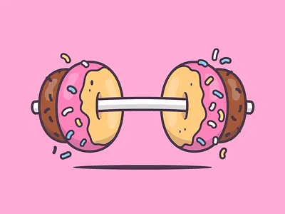 Donut Barbell barbell cartoon donut exercise funny gym illustration tshirt vector weightlifting weights