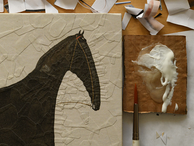 After Volkers III, detail collage detail equine horse horses illustration studio