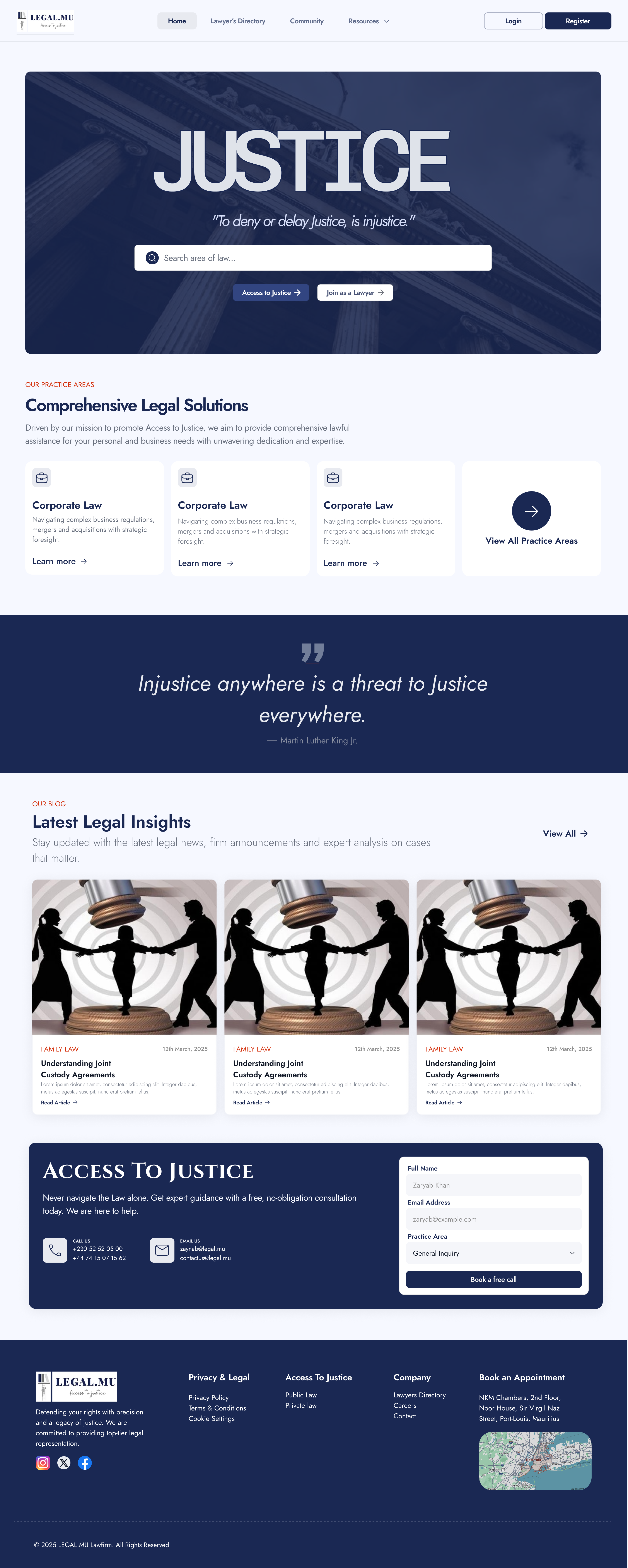 Landing Page Design branding graphic design justice landingpage lawyers legal.mu ui