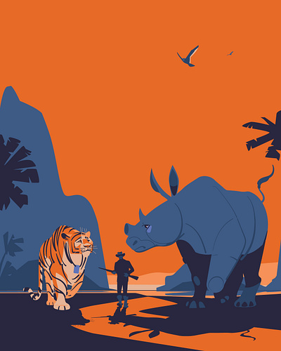 Convoy animal animals art design digitalart drawing illustration illustrator rhino tiger vector