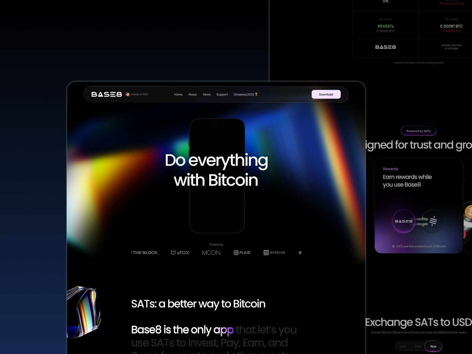 Bitcoin & Crypto Investing App | Landing Page Design bitcoin app bitcoin website crypto app crypto investing crypto landing page crypto website cryptocurrency dark ui dark website financial website fintech design fintech ui fintech website landing page design mobile product design responsive web design ui ux design web3 design website design