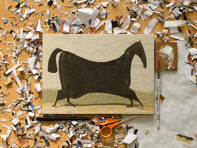 After Volkers III, studio collage equestrian equine horse illustration paper collage portrait