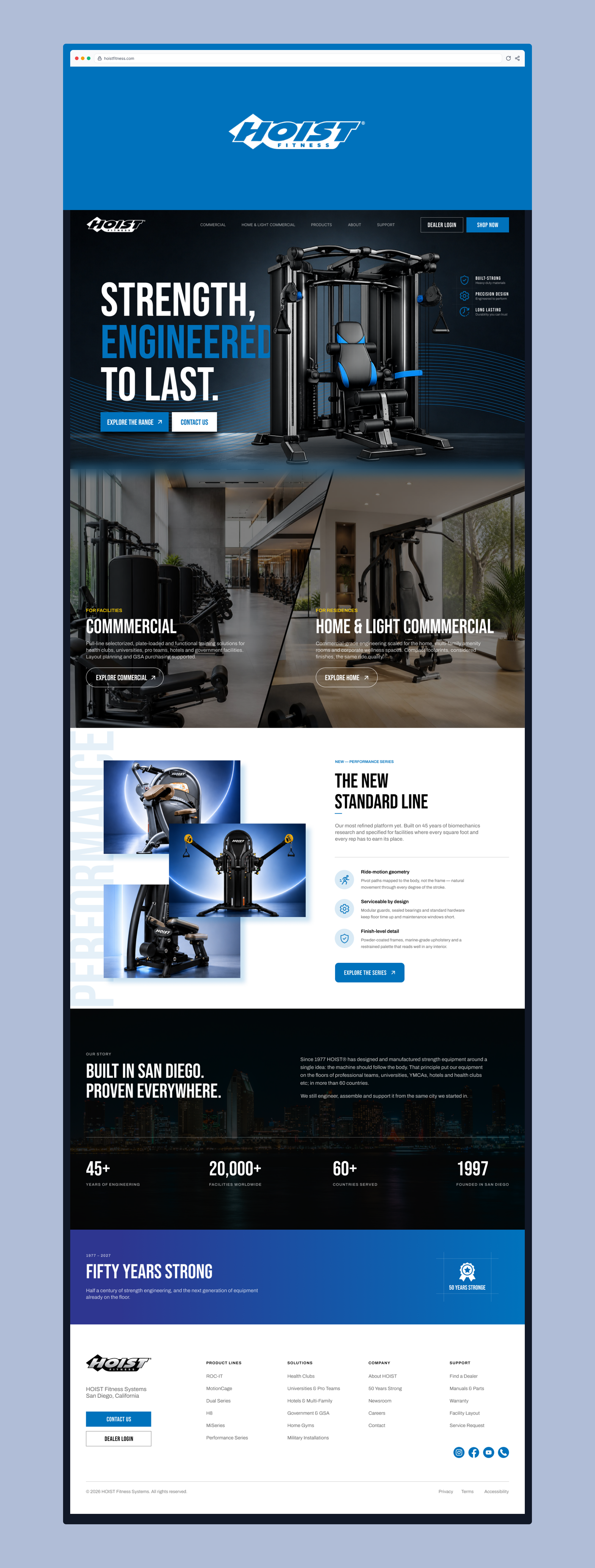 Hoist Fitness Webpage Design app branding custom design design ecommerce figma graphic design gym gym website homepage design illustration landing page design logo modern design typography ui uiux ux vector webpage design