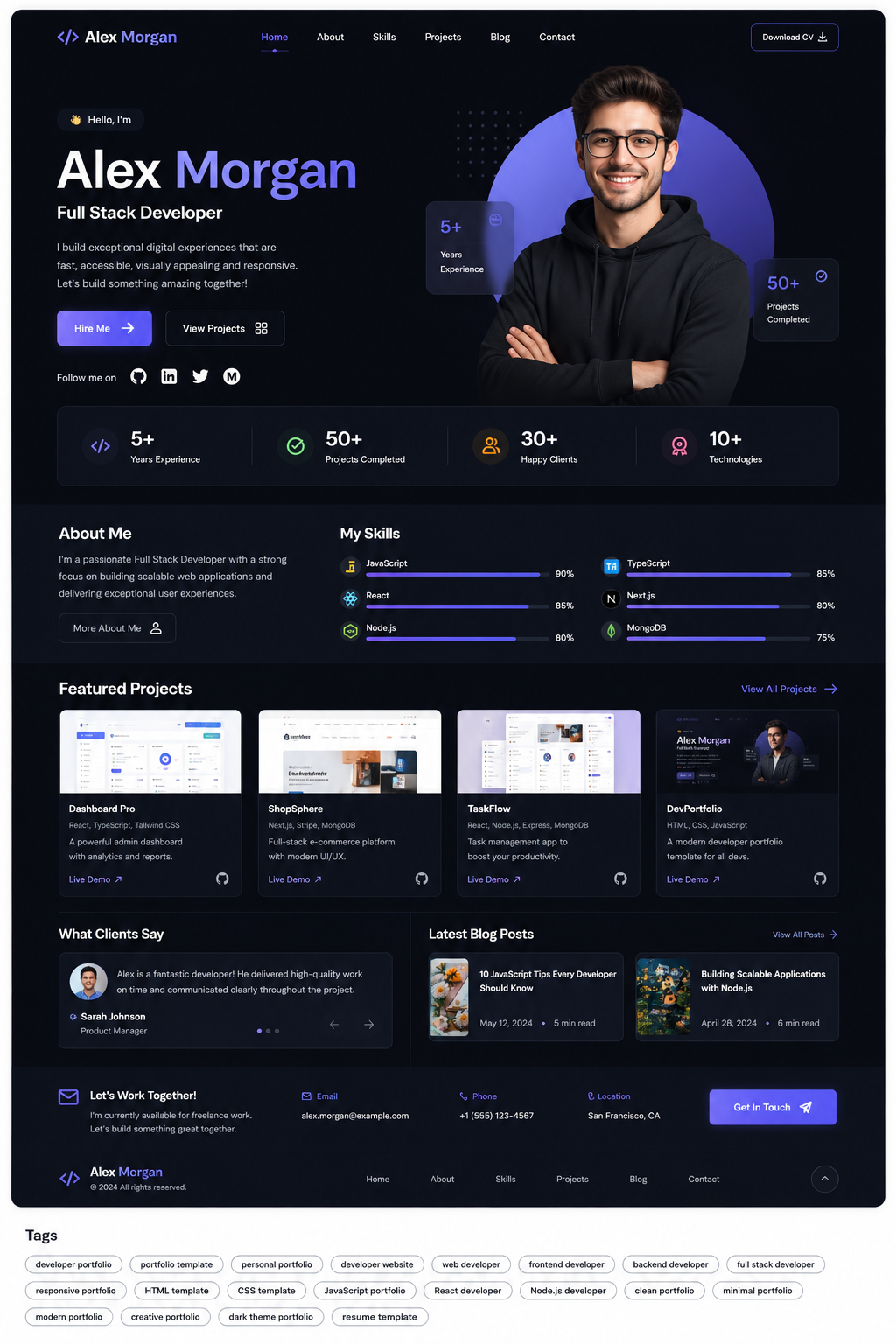 Developer-Profile-Template backend developer creative portfolio css template developer portfolio developer profile developer website frontend developer full stack developer html template javascript portfolio modern portfolio node.js developer personal portfolio portfolio template portfolio website programmer portfolio react developer responsive portfolio resume website web developer