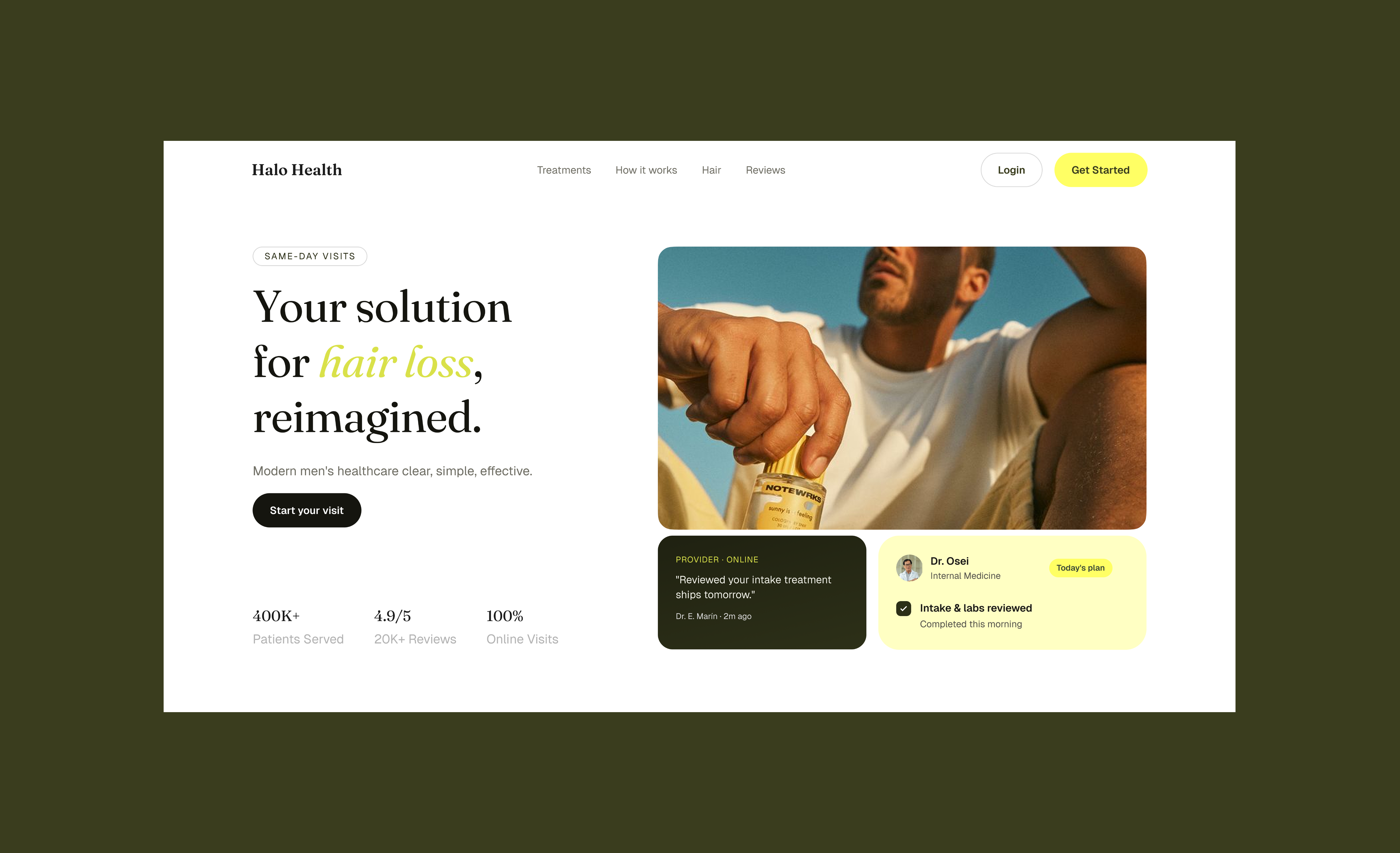 Halo Health — Telehealth Website UI Design hero section landing page product design telehealth ui user experience user interface ux visual design