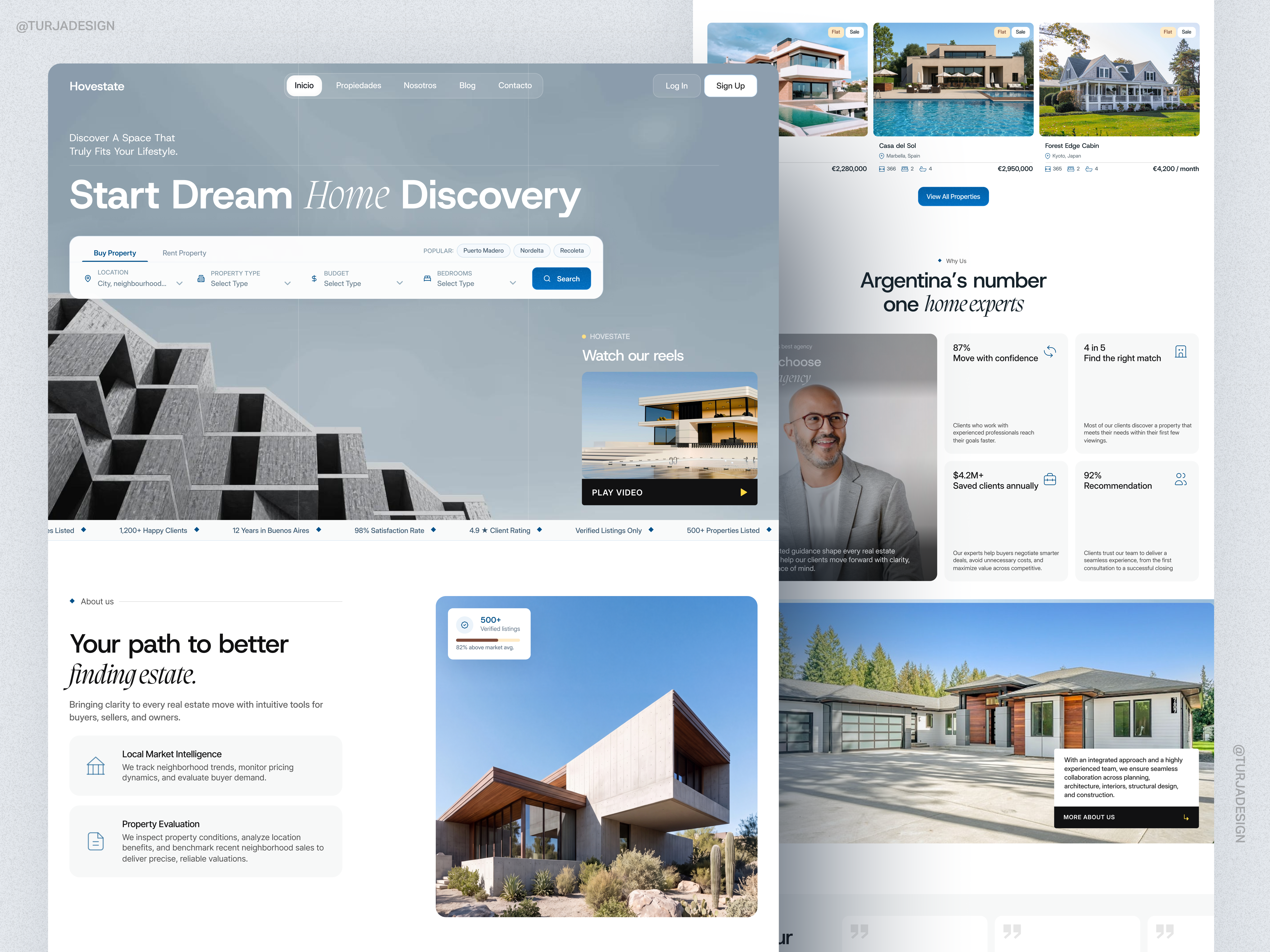 HoveState Estate Website apartment clean ui estate figma house landing page propreties real estate website real estate website design realestate ui design visual design webdesig webdesign website design