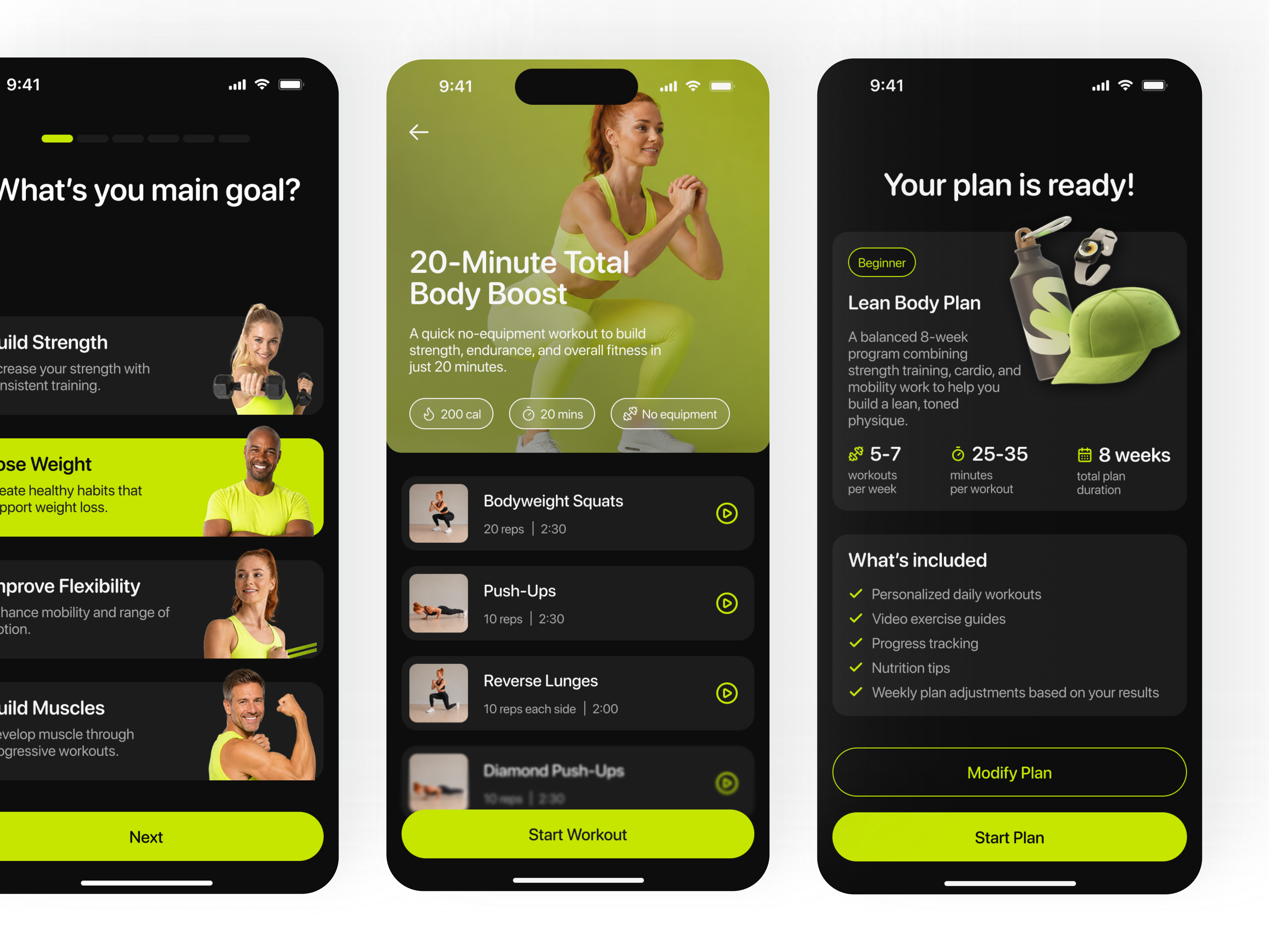 Fitness Mobile App | Concept UXUI dark ui empty state fitness app mobile ui moder ui notifications screen onboarding screen success screen uxui workout screen