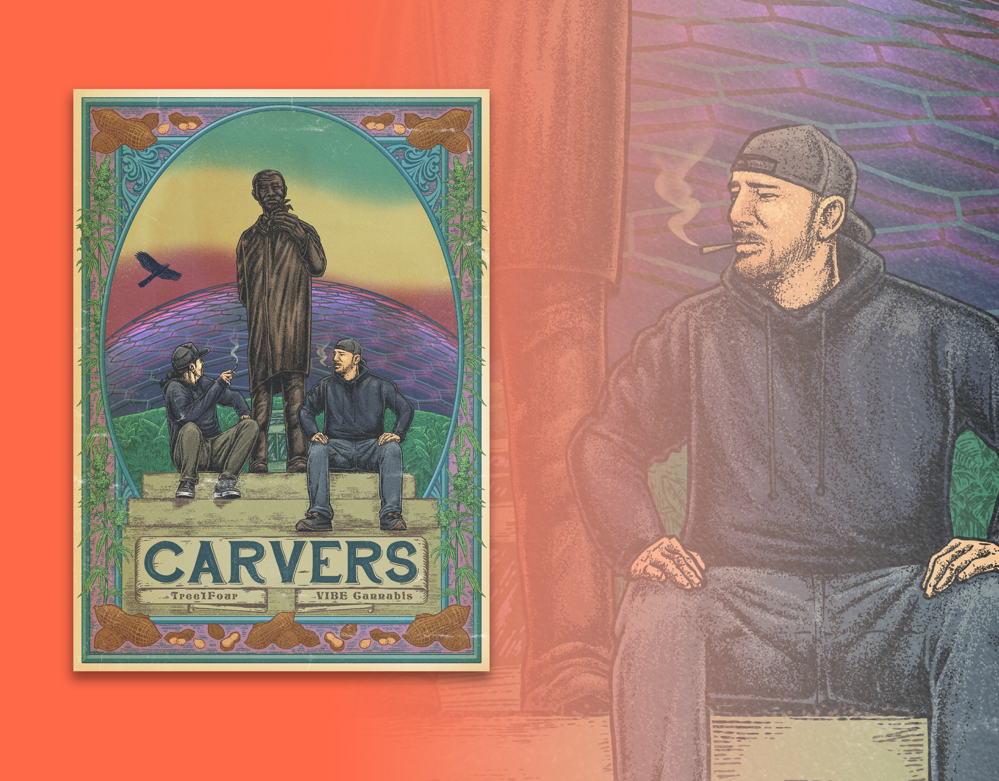 CARVERS - Poster for VIBE 70s style americana cannabis art cannabis illustration character illustration comic art editorial illustration graphic illustration hand drawn poster design psychedelic art retro design retro graphic design retro illustration retro poster screen print vintage advertising vintage comic vintage poster vintage typography