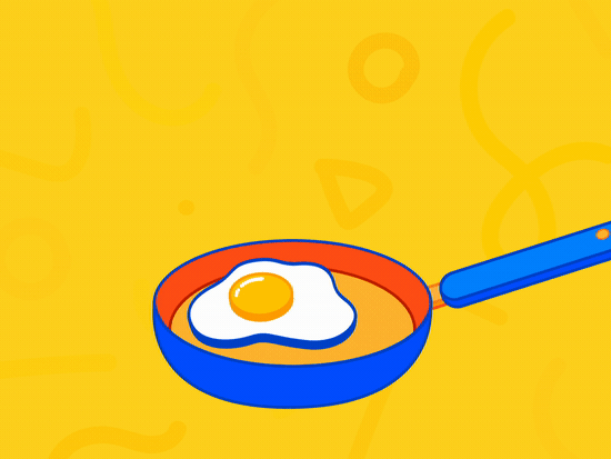 Flip 2d animation colorful cute egg flip fried egg pan playful primary primary colors sunny side up