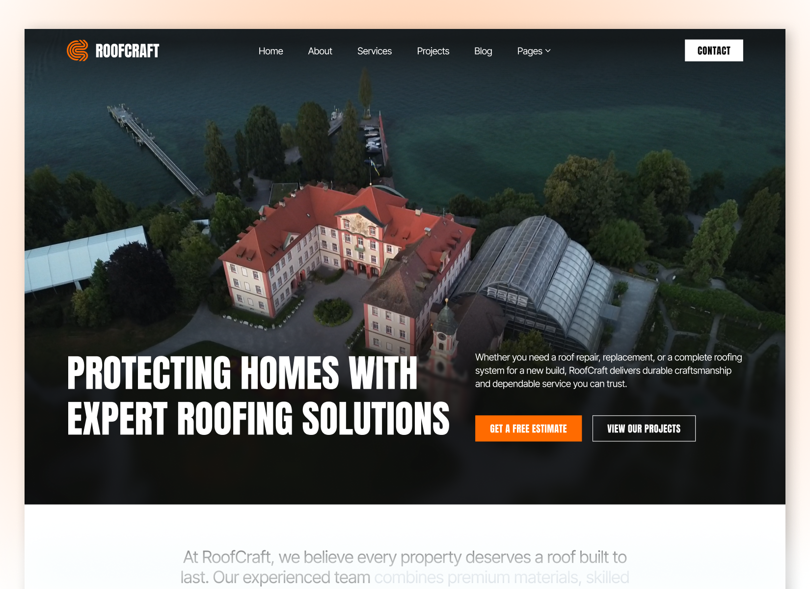 Roofing website design landing page - ROOFCRAFT construction website contractor website design home services landing page design minimal website modern website responsive design roofing roofing homepage design roofing website roofing website ideas ui design web ui