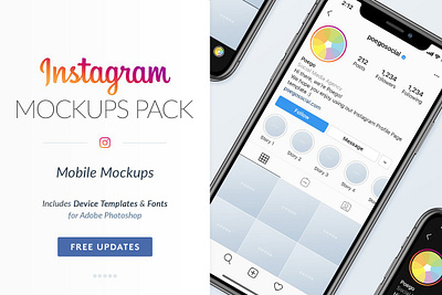 Instagram Mobile Mockups Pack psd template