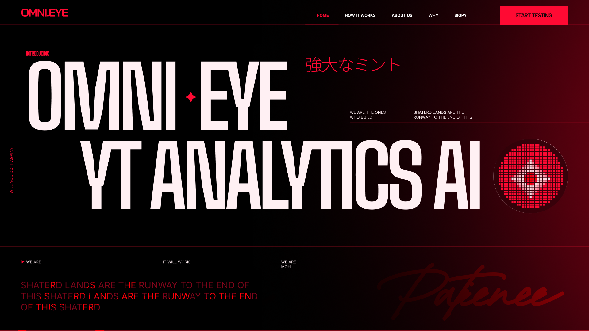 Omni.Eye: AI Analytics Hero Concept ai analytics bold typography brutalist dark ui hero section landing page omni product desgin product design red black saas startup tech typography ui ux web web design youtube