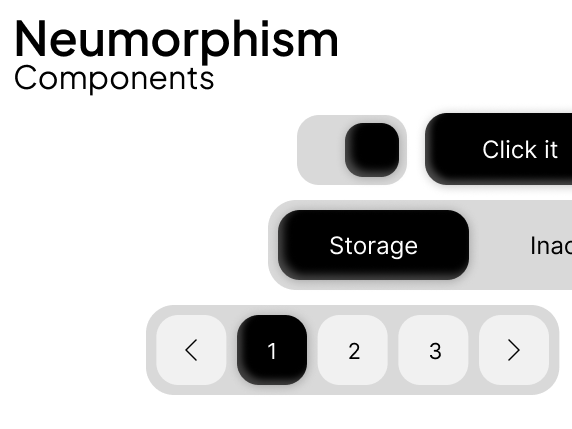 Neumorphism UI Components Exploration components dark mode figma interaction design interface design minimal ui monochrome neumorphism soft ui tactile ui ui design uikit