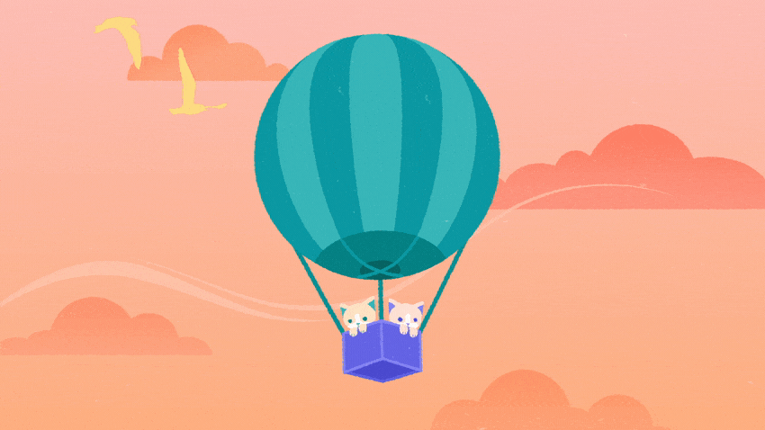 Fly Away with Me 2d animation balloon birds cats colorful cute fly hot air balloon loop motion graphics sky