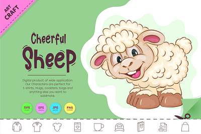 Cheerful Cartoon Sheep. doodle
