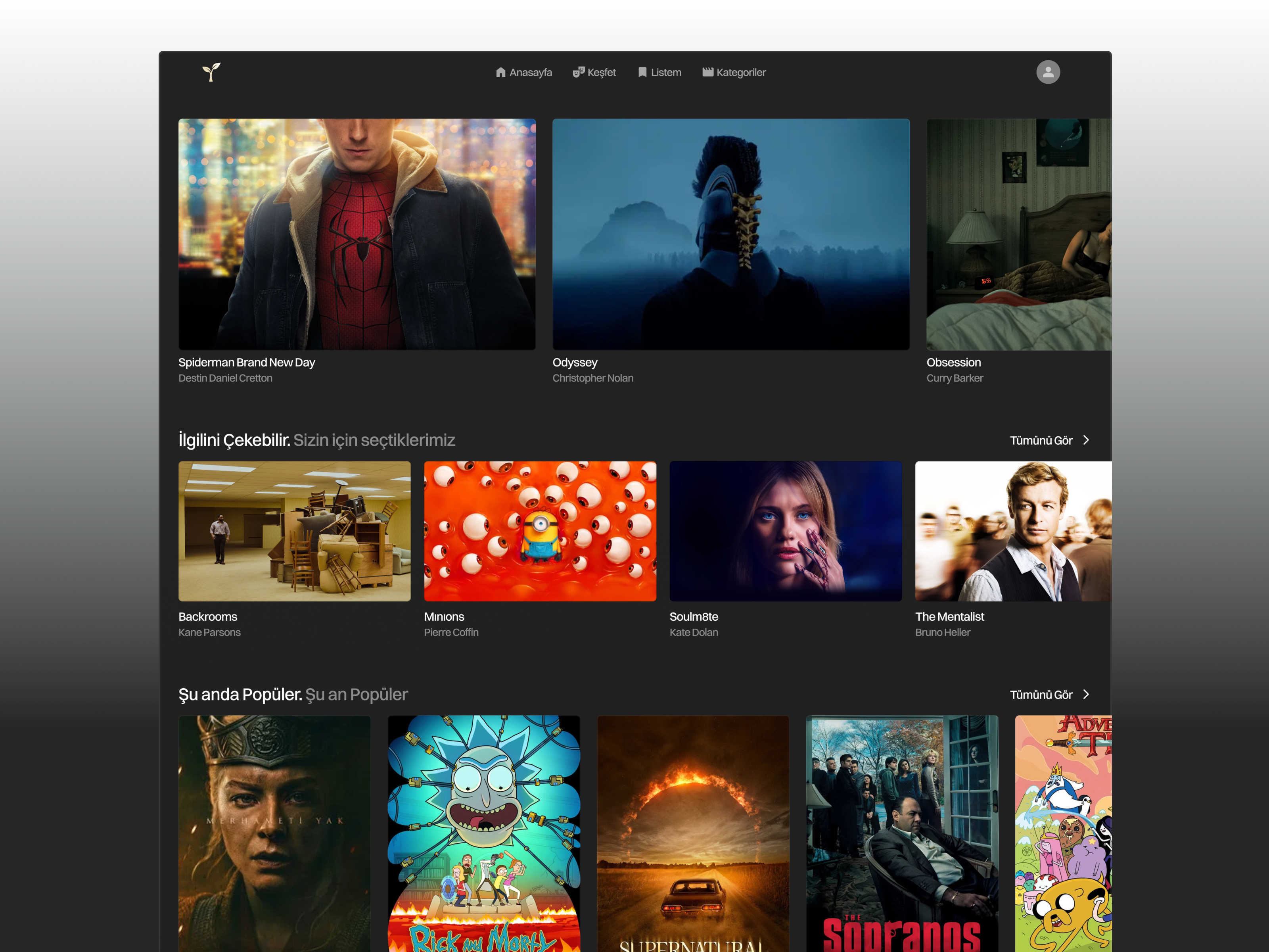 Movie & TV Discovery Platform dark ui entertainment movie movie app movie discovery movie platform series streaming streaming platform tv shows ui