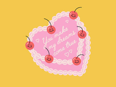 Valentine Cake cake cherry cute goodies illustration retro sweet valentine