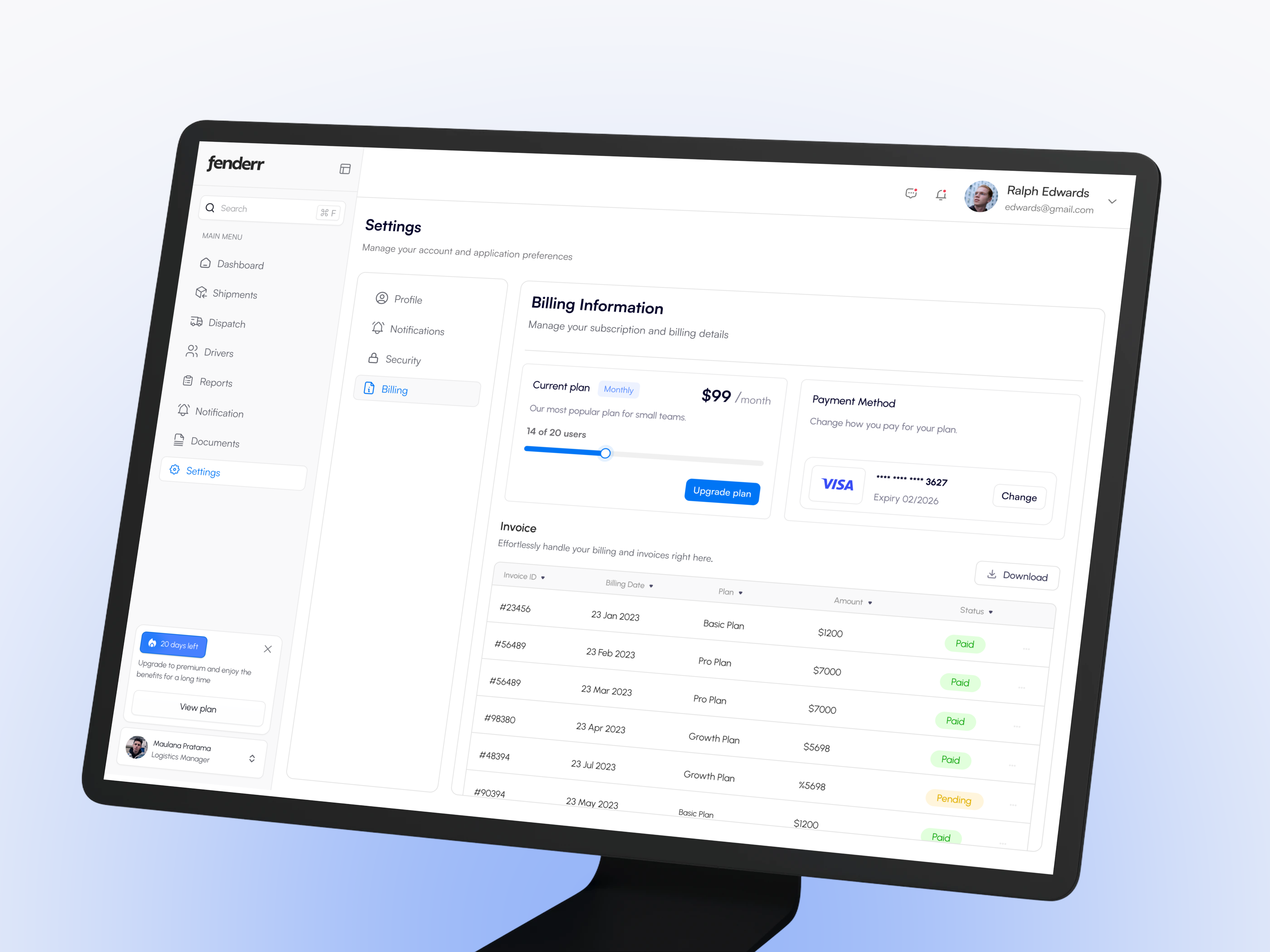 SaaS Dashboard for Logistics Platform dashboard dashboard design logistics dashboard logistics platform saas saas dashboard saas dashboard design saas platform saas ui saas ux web design