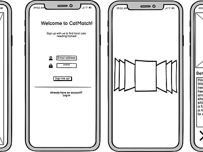 CatMatch Wireframe design low fi low fidelity low fidelity prototype prototype ui user experience user interface ux wireframe