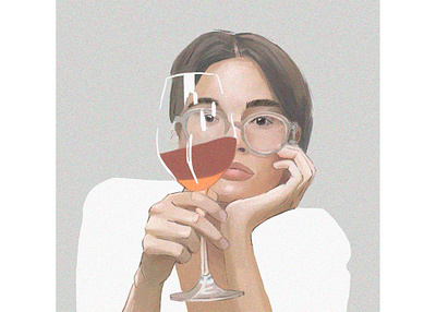 Wine time. girl illustration photoshop rest wine woman