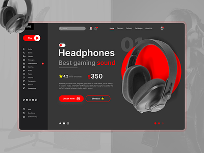 Web-design Home page/Headphones design figma headphones homepage interface landing ui ux
