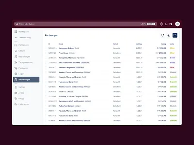 Table UI design saas table ui web