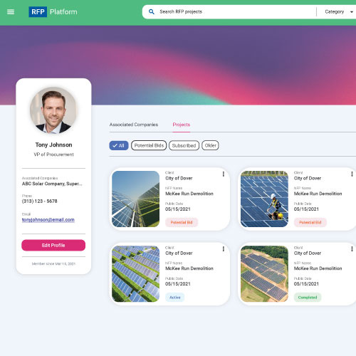 RFP - Government Solar Bidding Platform design ui ux web design