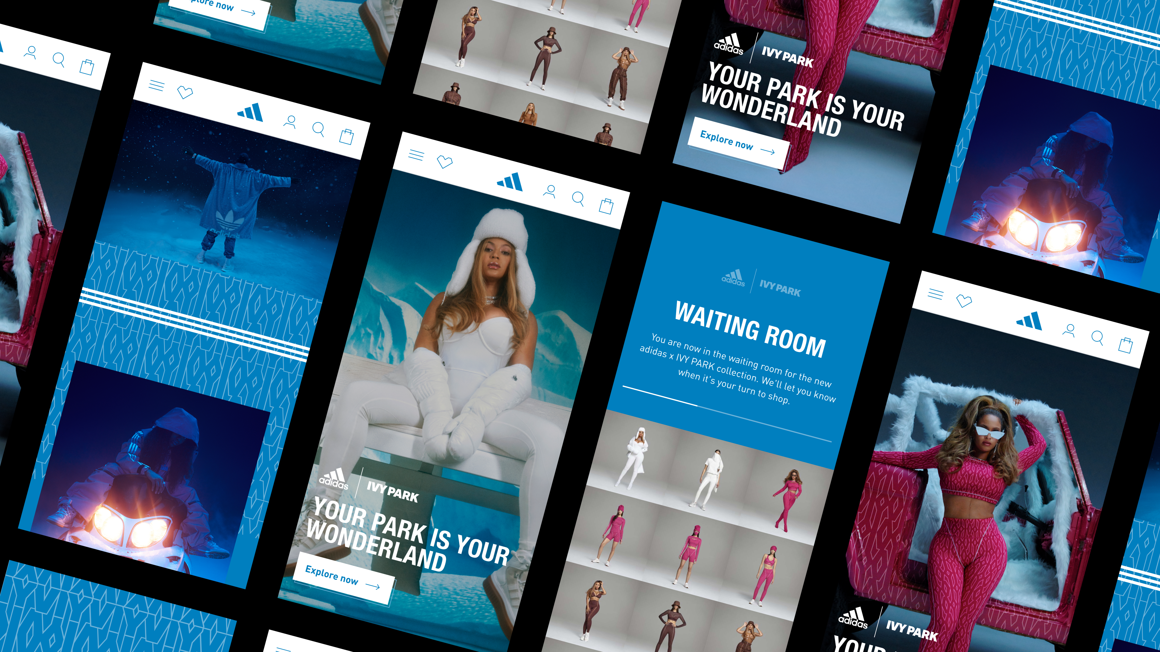 IVY PARK - E-commerce launch (ICY PARK campaign) app beyonce clothing design system e commerce hype ivy park store ui ux web design website