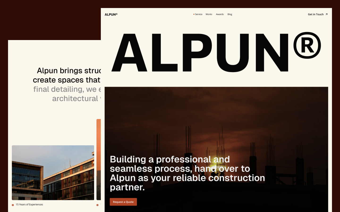 Alpun - Construction Website Template design landing page no code development ui ux web design website website template