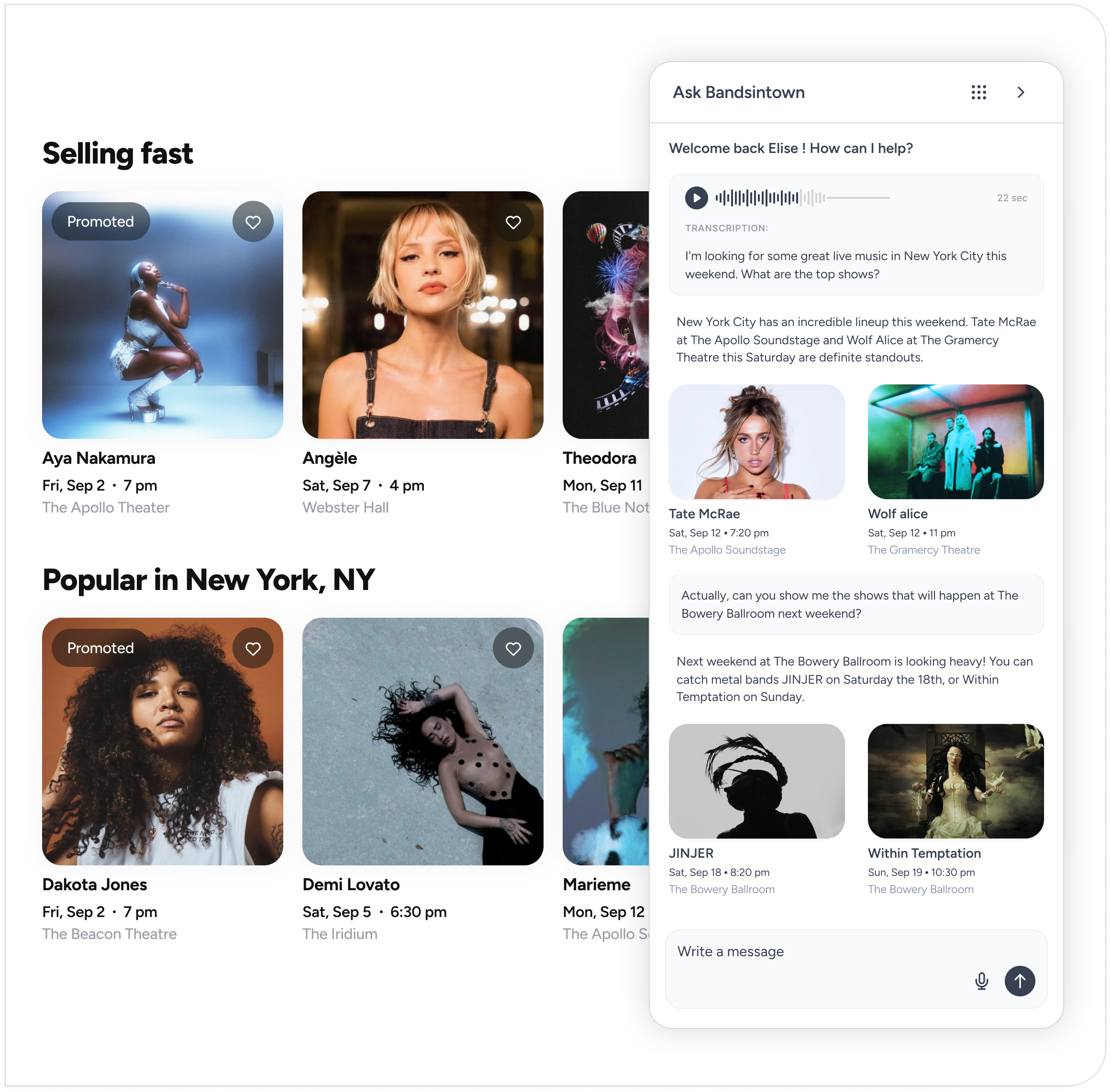 AI-Powered Event Discovery ai aiassistant app branding conversationalui design illustration interface player productdesign ui ux webdesign
